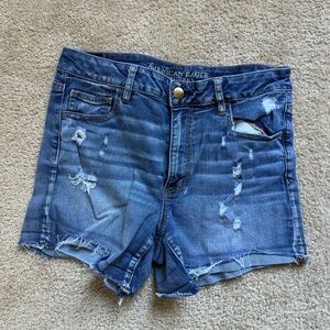 American Eagle Blue Jean Shorts Distressed Casual